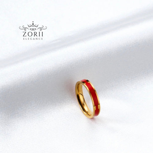 Red Enamel Ring – 18K Gold Plated